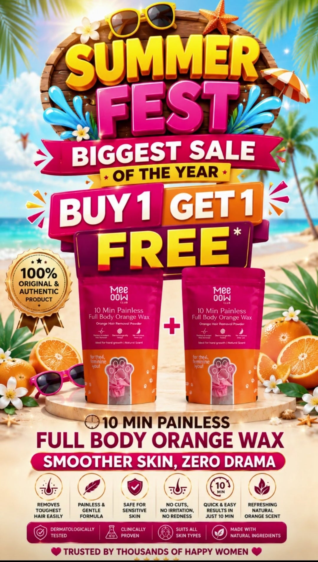 MEOW BODY HAIR REMOVAL WAX POWDER - BUY 1 GET 1 FREE