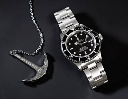 Men's Stainless Steel Chronograph Watch Black Dial