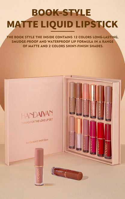 12-Piece Matte Liquid Lipstick & High-Shine Gloss Set – Soft &Smooth Everyday